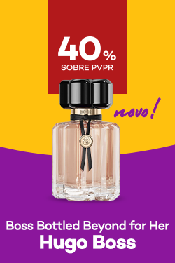 Novidade Bottled Beyond for Her da marca Hugo Boss com destaque promocional de 35% obre pre&ccedil;o de Venda ao P&uacute;blico Recomendado